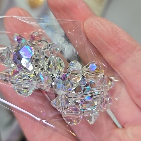 Crystal Cluster aurora borealis Clip On  Earrings - Picture 15 of 16